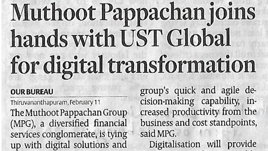 Muthoot Pappachan Group ties up with UST Global for ‘digital transformation’