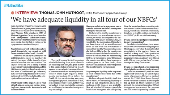 We have adequate liquidity in all four of our NBFCs