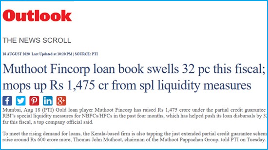 MUTHOOT FINCORP LOAN BOOK SWELLS 32 PC